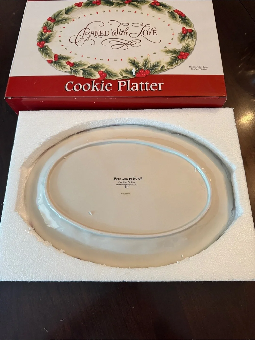Fitz and Floyd Holiday Cookie Platter in Red, Ivory and Green